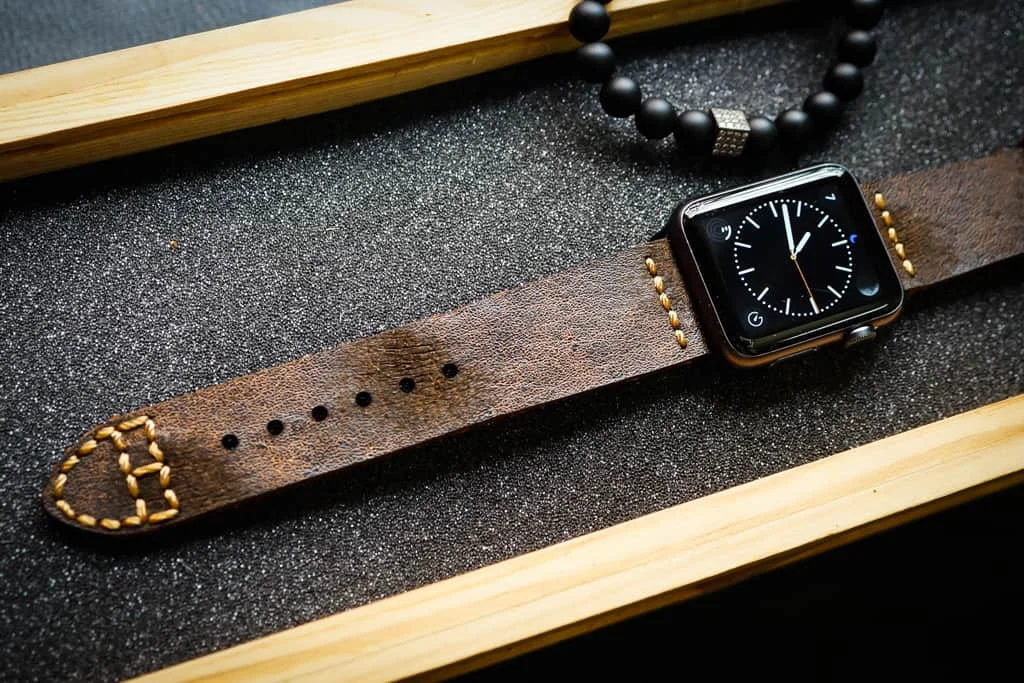 AWBF53-D2 handgefertigt Vintage Leder Uhrenarmband für Apple Watch Serie 1,2,3,4,5,6,7,8,Ultra,SE Uhrenarmband Band – Bild 4