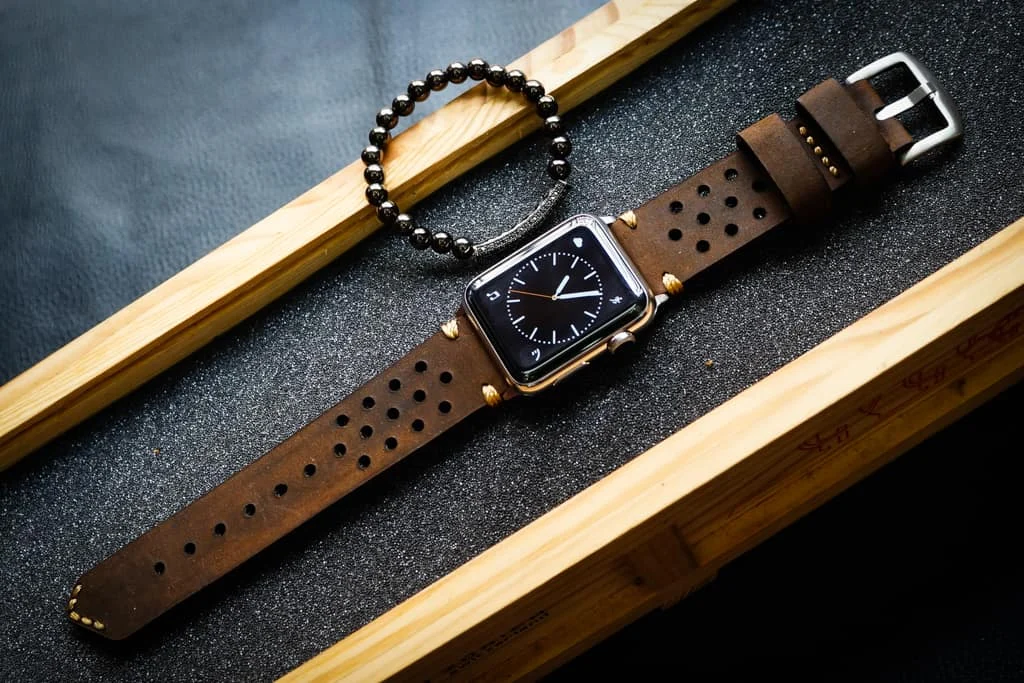 AWBF87-D5 handgefertigt Vintage Leder Uhrenarmband für Apple Watch Serie 1,2,3,4,5,6,7,8,Ultra,SE Uhrenarmband Band