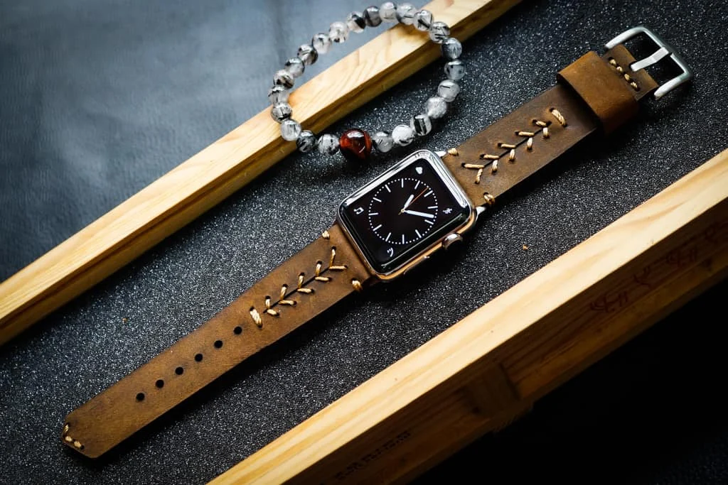 AWBF89-D5 handgefertigt Vintage Leder Uhrenarmband für Apple Watch Serie 1,2,3,4,5,6,7,8,Ultra,SE Uhrenarmband Band