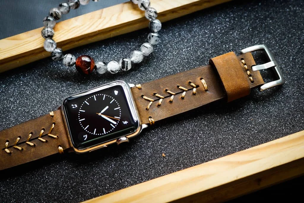 AWBF89-D5 handgefertigt Vintage Leder Uhrenarmband für Apple Watch Serie 1,2,3,4,5,6,7,8,Ultra,SE Uhrenarmband Band – Bild 2