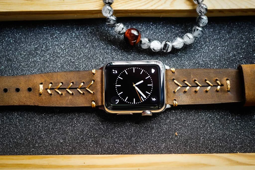 AWBF89-D5 handgefertigt Vintage Leder Uhrenarmband für Apple Watch Serie 1,2,3,4,5,6,7,8,Ultra,SE Uhrenarmband Band – Bild 3