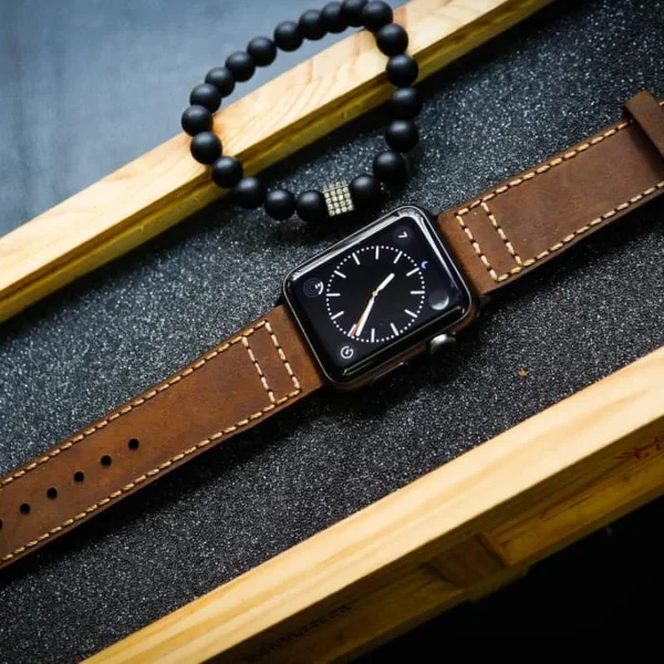 AWBF52-D5 handgefertigt Vintage Leder Uhrenarmband für Apple Watch Serie 1,2,3,4,5,6,7,8,Ultra,SE Uhrenarmband Band