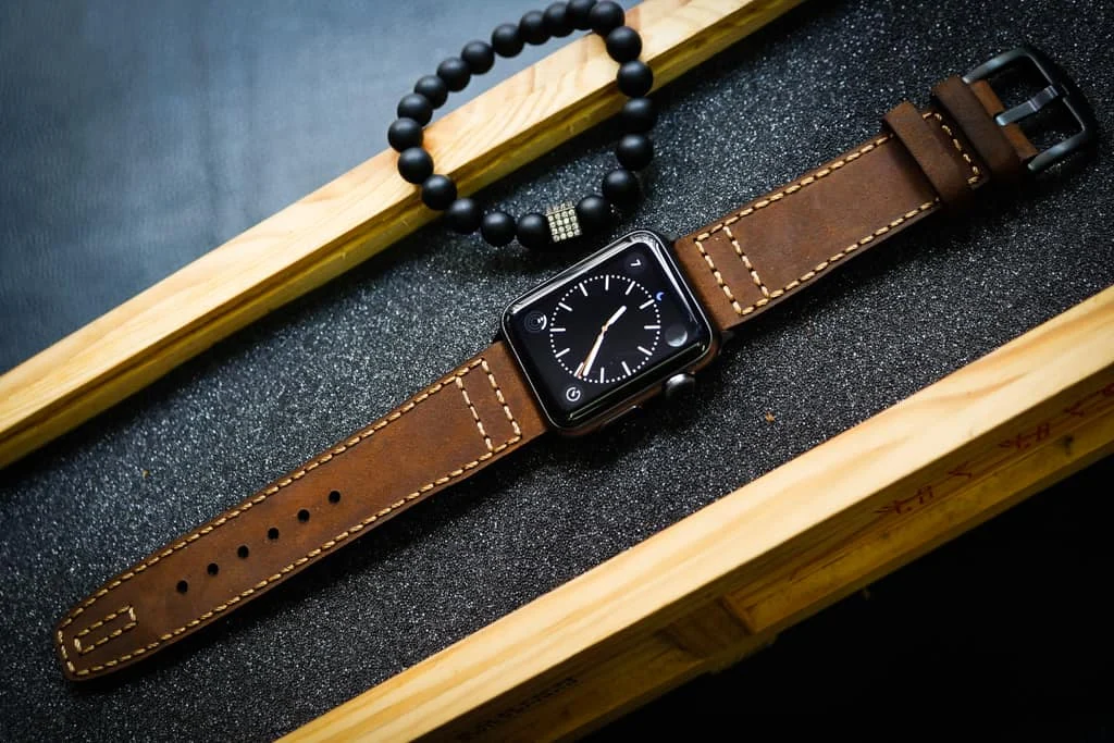 AWBF52-D5 handgefertigt Vintage Leder Uhrenarmband für Apple Watch Serie 1,2,3,4,5,6,7,8,Ultra,SE Uhrenarmband Band