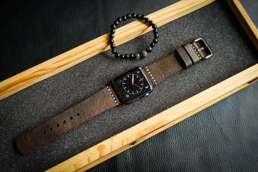 AWBF93-D2 handgefertigt Vintage Leder Uhrenarmband für Apple Watch Serie 1,2,3,4,5,6,7,8,Ultra,SE Uhrenarmband Band