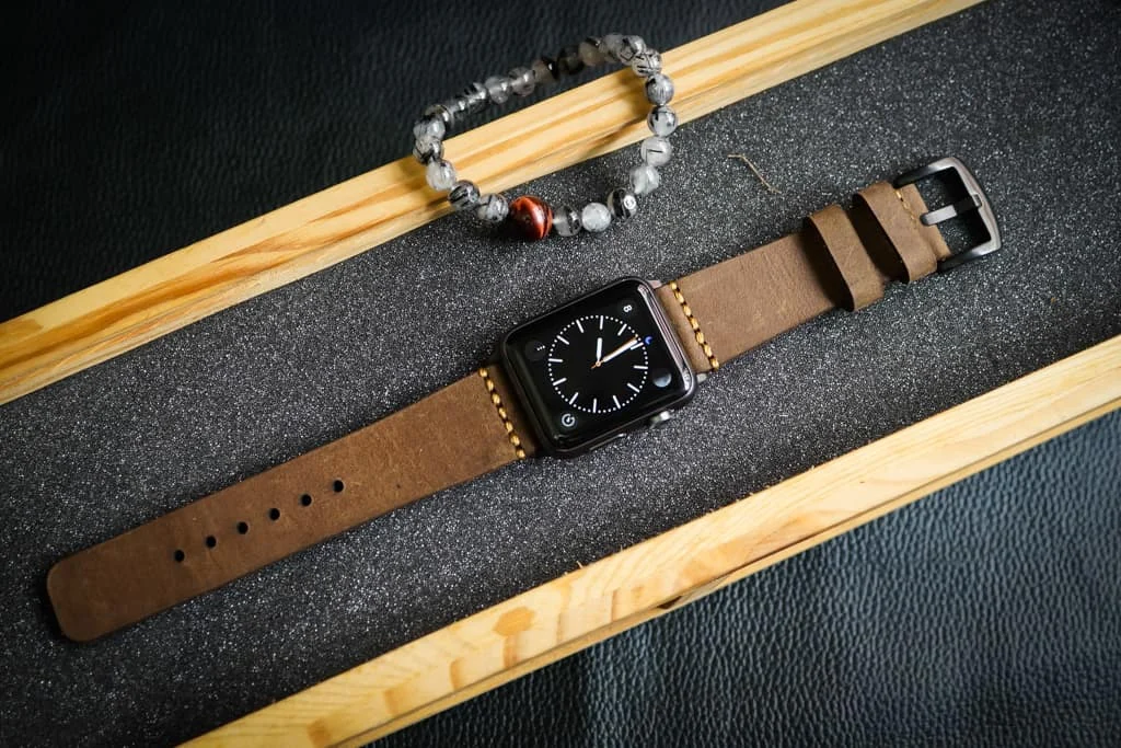 AWBF93-D48 handgefertigt Vintage Leder Uhrenarmband für Apple Watch Serie 1,2,3,4,5,6,7,8,Ultra,SE Uhrenarmband Band