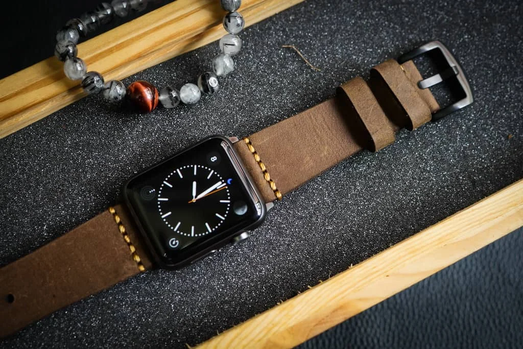 AWBF93-D48 handgefertigt Vintage Leder Uhrenarmband für Apple Watch Serie 1,2,3,4,5,6,7,8,Ultra,SE Uhrenarmband Band – Bild 2