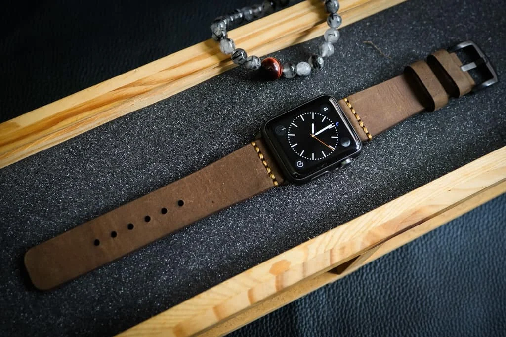 AWBF93-D48 handgefertigt Vintage Leder Uhrenarmband für Apple Watch Serie 1,2,3,4,5,6,7,8,Ultra,SE Uhrenarmband Band – Bild 3