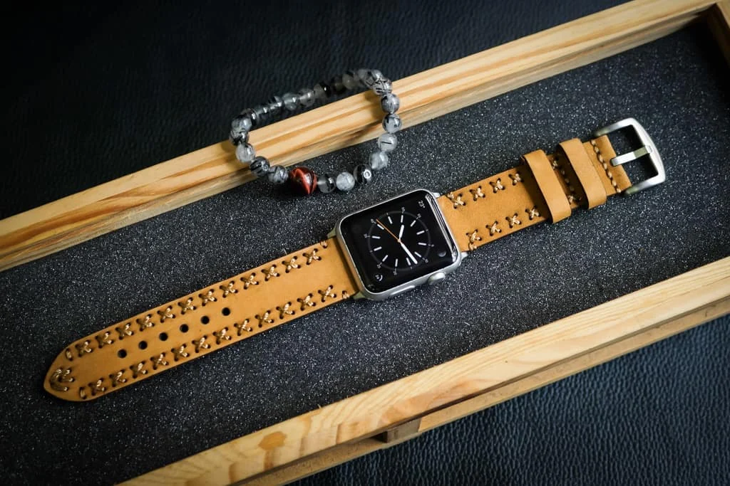 AWBF94-D4 handgefertigt Vintage Leder Uhrenarmband für Apple Watch Serie 1,2,3,4,5,6,7,8,Ultra,SE Uhrenarmband Band