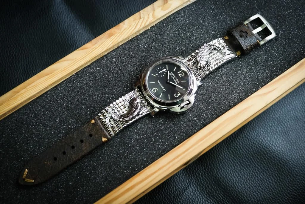 Koi Fish Sterling Silver 925 Pendants Apple Watch Strap Band for Series 123456 SE , 38mm or 42mm , Panerai, Seiko , Rolex