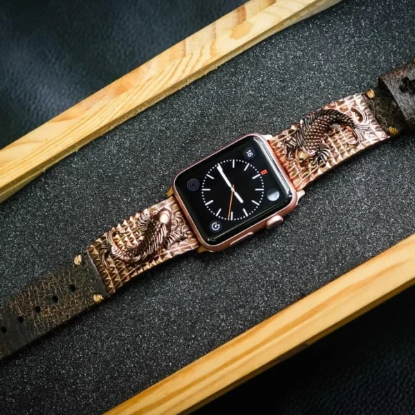 Koi Fish Pink Bronze Pendants Apple Watch Strap Band for Series 123456 SE , 38mm or 42mm , Panerai, Seiko , Rolex