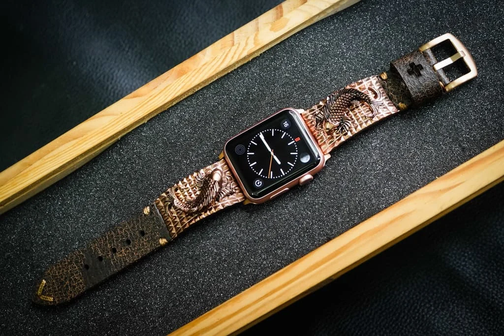 Koi Fish Pink Bronze Pendants Apple Watch Strap Band for Series 123456 SE , 38mm or 42mm , Panerai, Seiko , Rolex