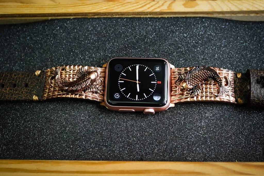 Koi Fish Pink Bronze Pendants Apple Watch Strap Band for Series 123456 SE , 38mm or 42mm , Panerai, Seiko , Rolex – image 3