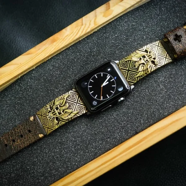 Eagle Shield Yellow Bronze Pendants Apple Watch Strap Band for Series 123456 SE , 38mm or 42mm , Panerai, Seiko , Rolex