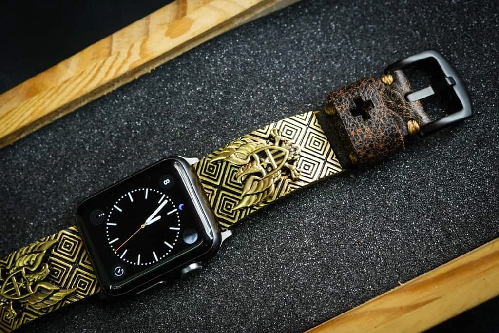 Eagle Shield Yellow Bronze Pendants Apple Watch Strap Band for Series 123456 SE , 38mm or 42mm , Panerai, Seiko , Rolex – image 2