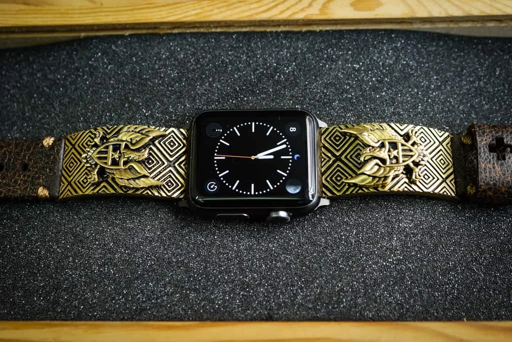 Eagle Shield Yellow Bronze Pendants Apple Watch Strap Band for Series 123456 SE , 38mm or 42mm , Panerai, Seiko , Rolex – image 3