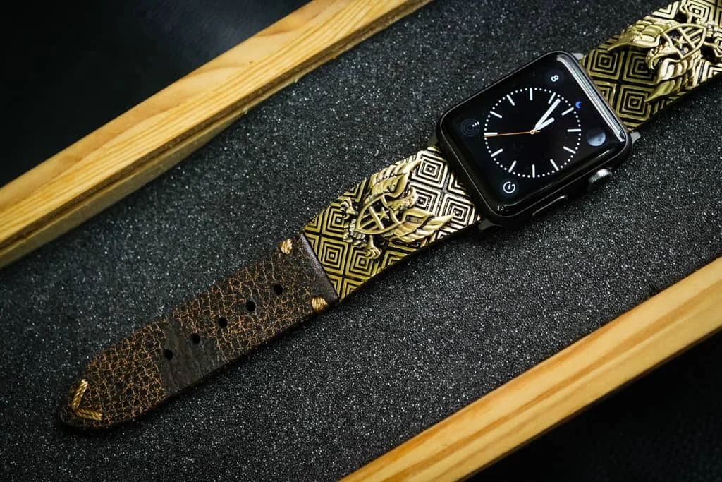 Eagle Shield Yellow Bronze Pendants Apple Watch Strap Band for Series 123456 SE , 38mm or 42mm , Panerai, Seiko , Rolex – image 4