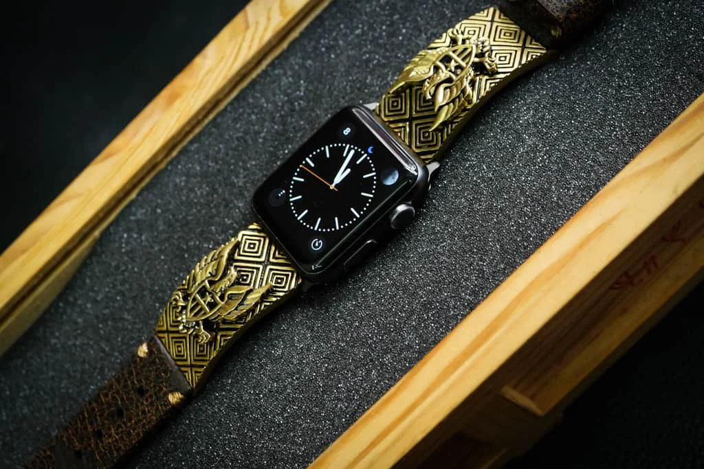 Eagle Shield Yellow Bronze Pendants Apple Watch Strap Band for Series 123456 SE , 38mm or 42mm , Panerai, Seiko , Rolex – image 5