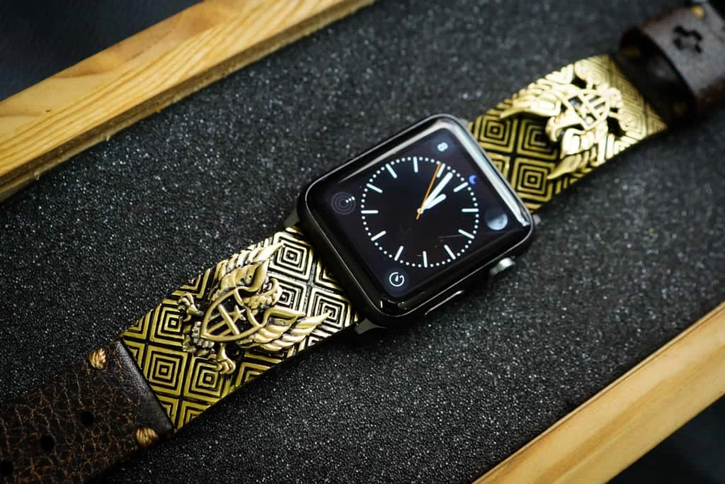 Eagle Shield Yellow Bronze Pendants Apple Watch Strap Band for Series 123456 SE , 38mm or 42mm , Panerai, Seiko , Rolex – image 6