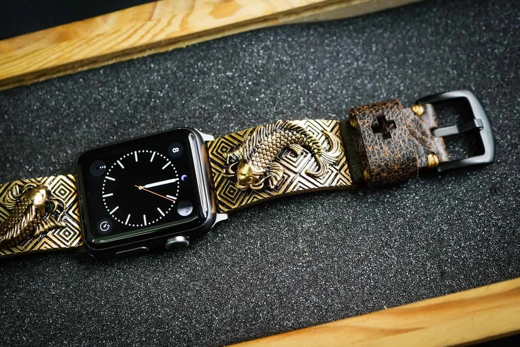 Koi Fish Yellow Bronze Pendants Apple Watch Strap Band for Series 123456 SE , 38/40mm or 42/44mmmm , Panerai, Seiko , Rolex – image 2