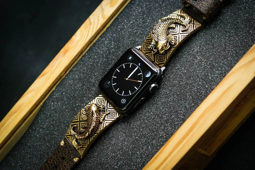 Koi Fish Yellow Bronze Pendants Apple Watch Strap Band for Series 123456 SE , 38/40mm or 42/44mmmm , Panerai, Seiko , Rolex – image 3