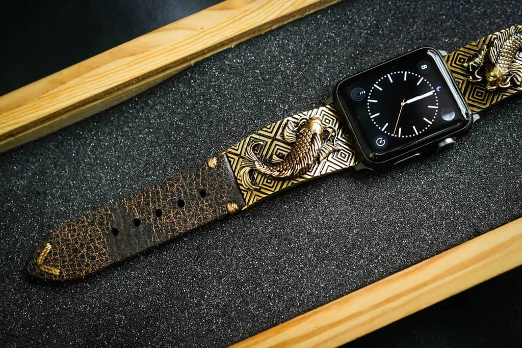 Koi Fish Yellow Bronze Pendants Apple Watch Strap Band for Series 123456 SE , 38/40mm or 42/44mmmm , Panerai, Seiko , Rolex – image 5