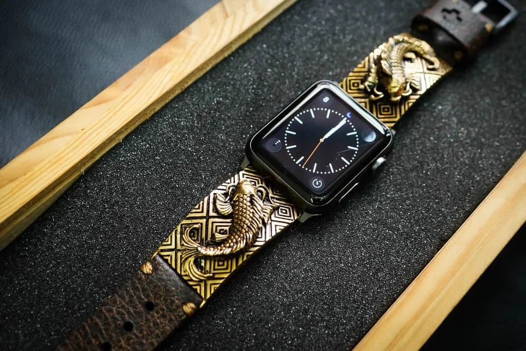 Koi Fish Yellow Bronze Pendants Apple Watch Strap Band for Series 123456 SE , 38/40mm or 42/44mmmm , Panerai, Seiko , Rolex – image 6