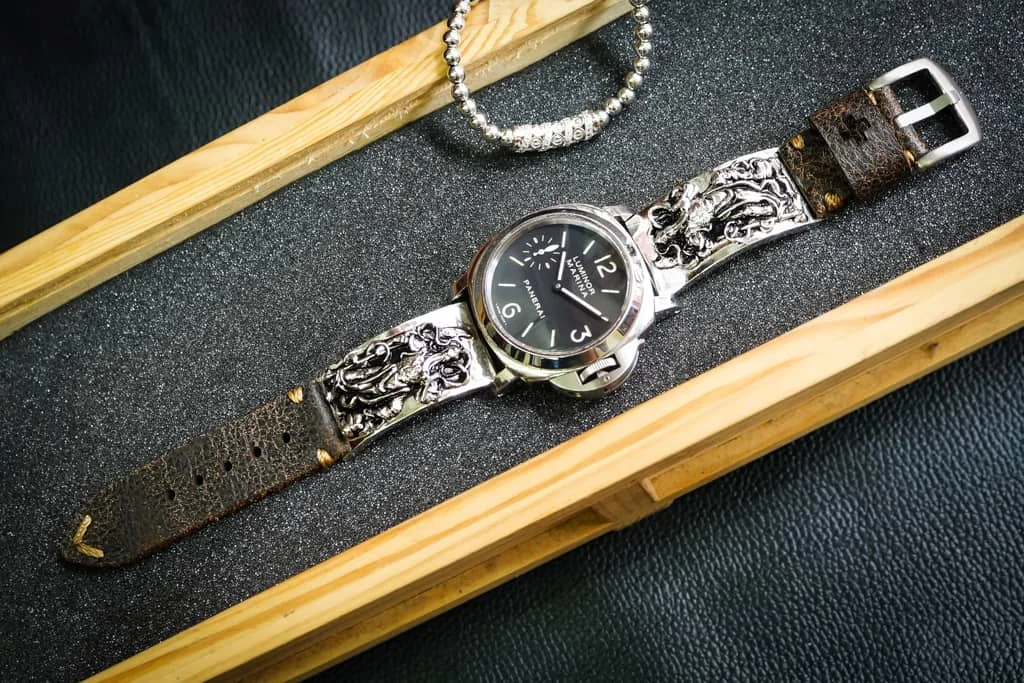 Guan Yu Sterling Silver 925 Pendants Apple Watch Strap Band for Series 123456 SE , 38/40mm or 42/44mm , Panerai, Seiko , Rolex