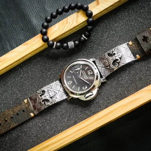Fleur de Lis 2nd Sterling Silver Pendants Apple Watch Strap Band for Series 123456 SE , 38/40mm or 42/44mm , Panerai, Seiko , Rolex