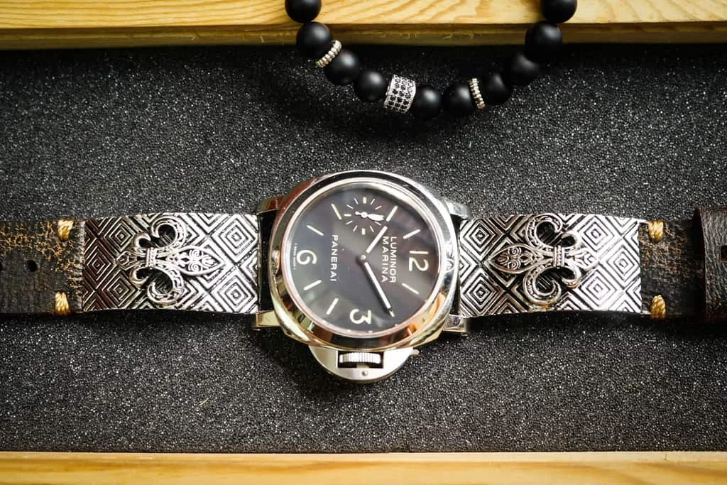 Fleur de Lis 2nd Sterling Silver Pendants Apple Watch Strap Band for Series 123456 SE , 38/40mm or 42/44mm , Panerai, Seiko , Rolex – image 2