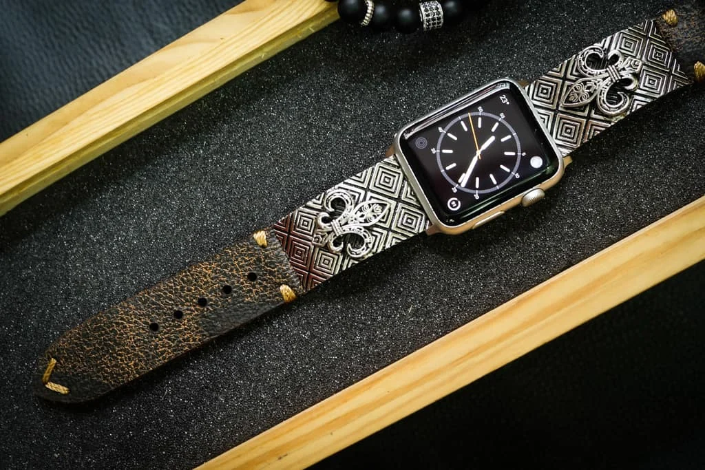 Fleur de Lis 2nd Silver Plated Pendants Apple Watch Strap Band for Series 123456 SE , 38mm or 42mm , Panerai, Seiko , Rolex – image 4
