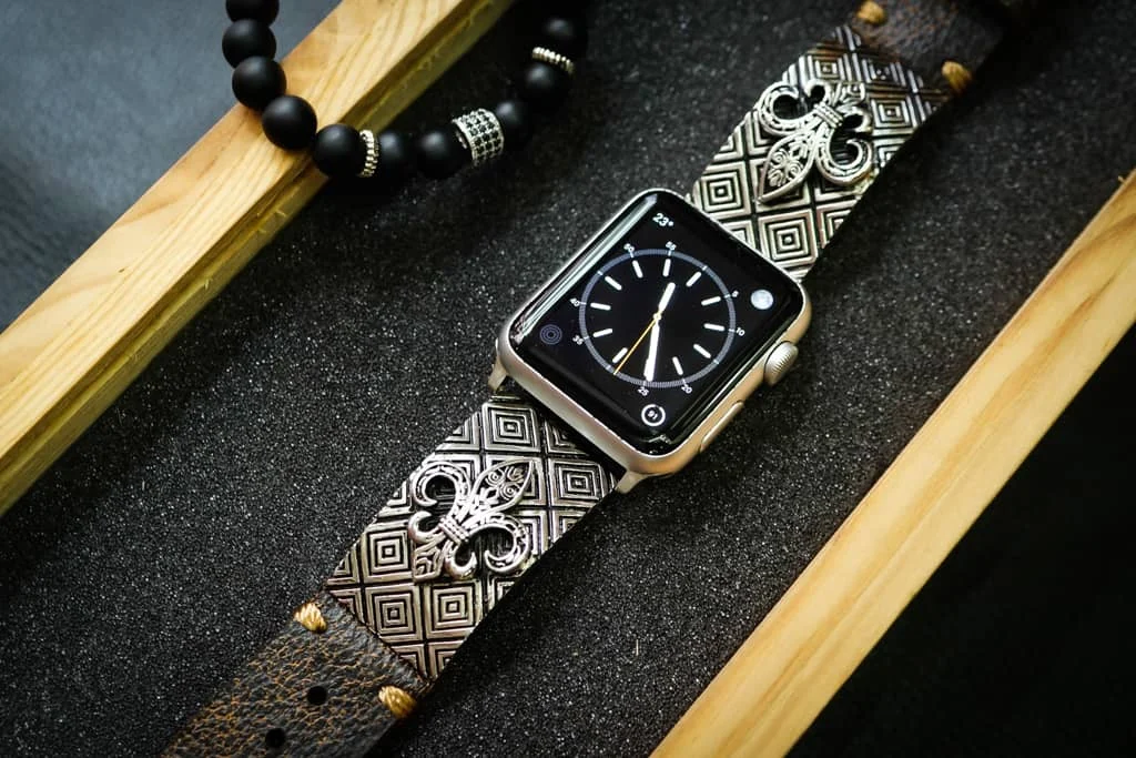 Fleur de Lis 2nd Silver Plated Pendants Apple Watch Strap Band for Series 123456 SE , 38mm or 42mm , Panerai, Seiko , Rolex – image 6
