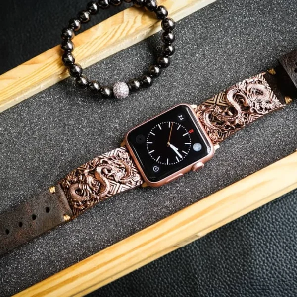 Dragon 2nd Pink Bronze Pendants Apple Watch Strap Band for Series 123456 , 38/40mm or 42/44mm , Panerai, Seiko , Rolex
