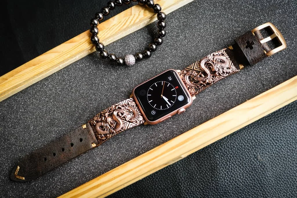 Dragon 2nd Pink Bronze Pendants Apple Watch Strap Band for Series 123456 , 38/40mm or 42/44mm , Panerai, Seiko , Rolex