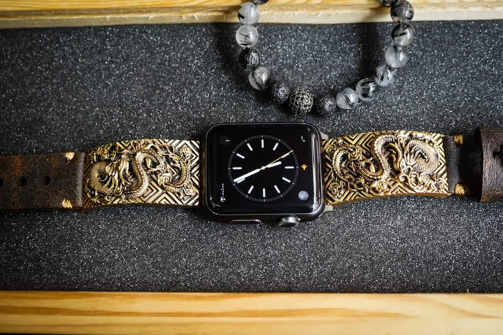 Dragon 2nd Yellow Bronze Pendants Apple Watch Strap Band for Series 123456 SE , 38/40mm or 42/44mm , Panerai, Seiko , Rolex – image 3
