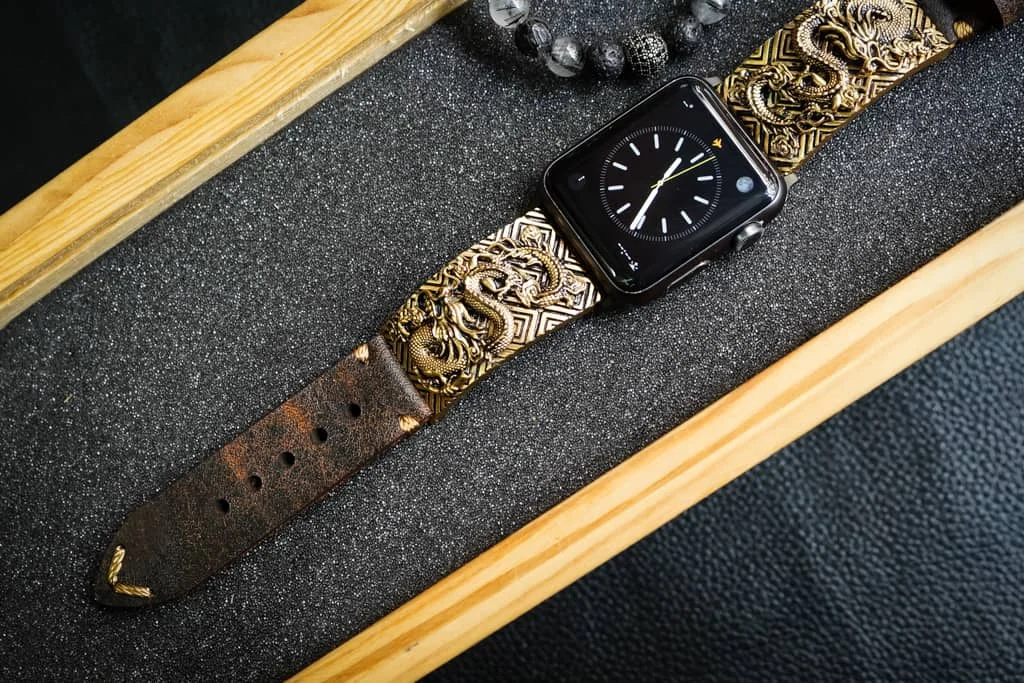 Dragon 2nd Yellow Bronze Pendants Apple Watch Strap Band for Series 123456 SE , 38/40mm or 42/44mm , Panerai, Seiko , Rolex – image 4
