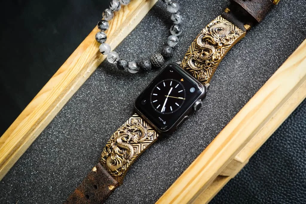 Dragon 2nd Yellow Bronze Pendants Apple Watch Strap Band for Series 123456 SE , 38/40mm or 42/44mm , Panerai, Seiko , Rolex – image 5