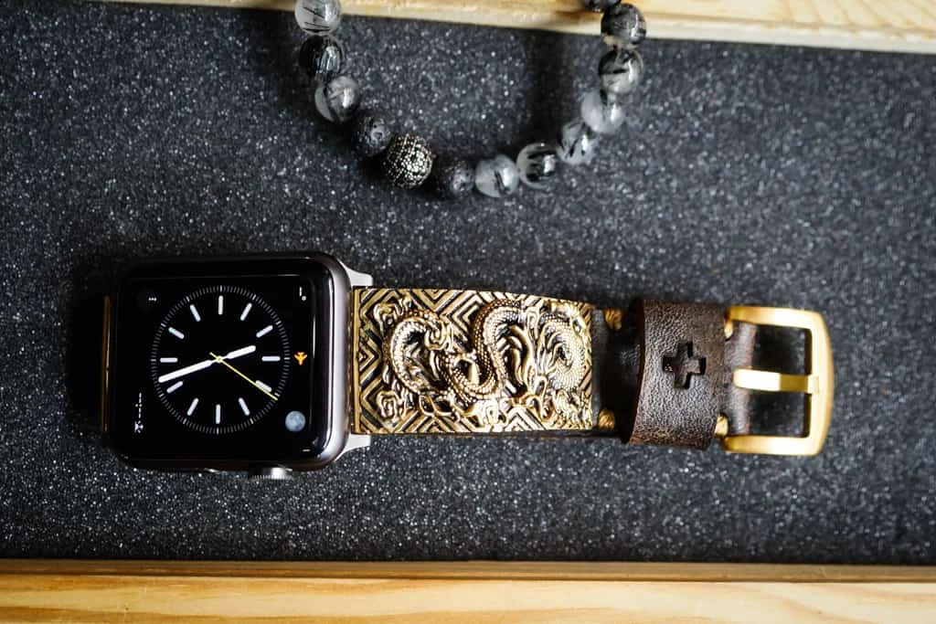 Dragon 2nd Yellow Bronze Pendants Apple Watch Strap Band for Series 123456 SE , 38/40mm or 42/44mm , Panerai, Seiko , Rolex – image 6