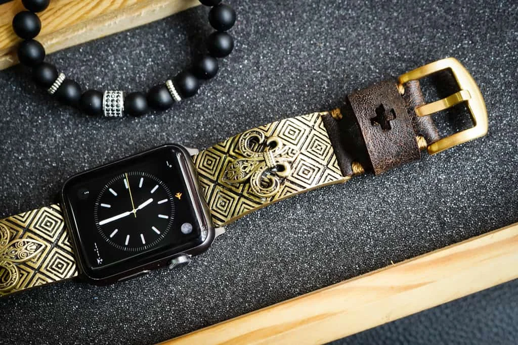 Fleur de Lis 2nd Yellow Bronze Pendants Apple Watch Strap Band for Series 123456 SE , 38mm or 42mm , Panerai, Seiko , Rolex – image 2