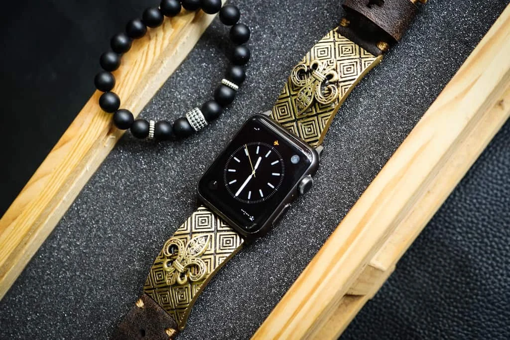 Fleur de Lis 2nd Yellow Bronze Pendants Apple Watch Strap Band for Series 123456 SE , 38mm or 42mm , Panerai, Seiko , Rolex – image 3