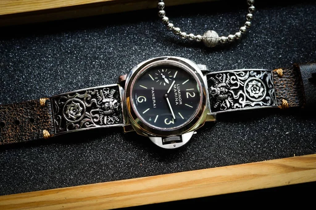Samurai Sterlingsilber 925 Anhänger Apple-Watch-Armband ( 2-teilig) für Panerai oder Apple Watch Serie 1,2,3,4,5,6,7,SE – Bild 3