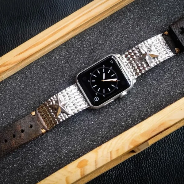 Lucky Star Silver Plated Pendants Apple Watch Strap Band (Silver Plated , Yellow Bronze, Pink Bronze ) for Series 123456 SE , 38/40mm or 42/44mm , Panerai, Seiko , Rolex
