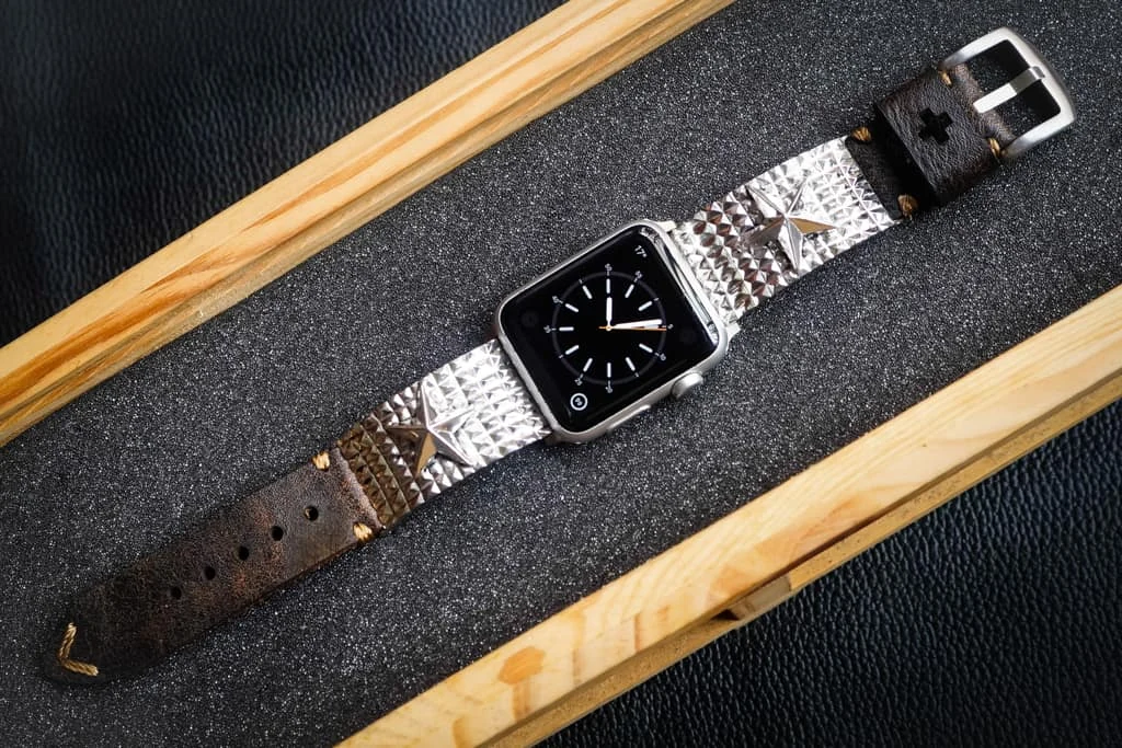 Lucky Star Silver Plated Pendants Apple Watch Strap Band (Silver Plated , Yellow Bronze, Pink Bronze ) for Series 123456 SE , 38/40mm or 42/44mm , Panerai, Seiko , Rolex