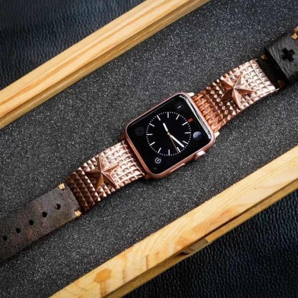 Lucky Star Pink Bronze Pendants Apple Watch Strap Band (Silver Plated , Yellow Bronze, Pink Bronze ) for Series 123456 SE , 38/40mm or 42/44mm , Panerai, Seiko , Rolex