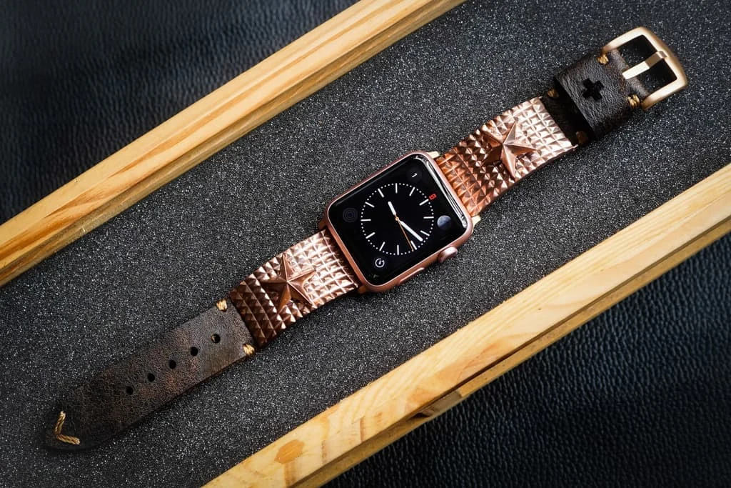 Lucky Star Pink Bronze Pendants Apple Watch Strap Band (Silver Plated , Yellow Bronze, Pink Bronze ) for Series 123456 SE , 38/40mm or 42/44mm , Panerai, Seiko , Rolex