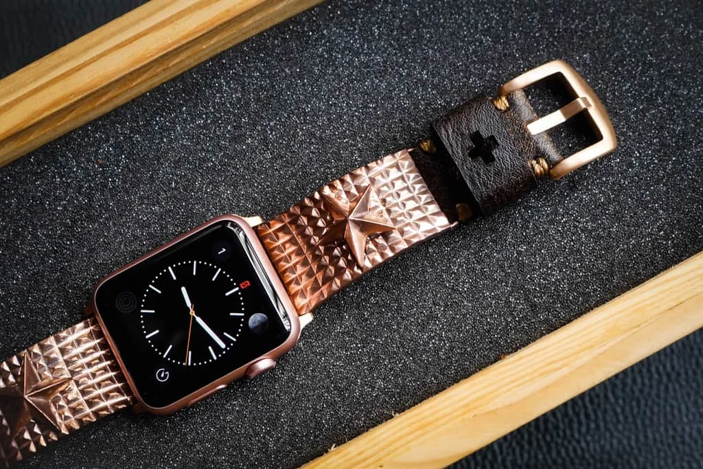 Lucky Star Pink Bronze Pendants Apple Watch Strap Band (Silver Plated , Yellow Bronze, Pink Bronze ) for Series 123456 SE , 38/40mm or 42/44mm , Panerai, Seiko , Rolex – image 2