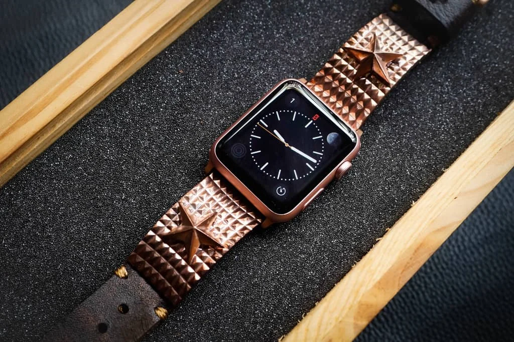 Lucky Star Pink Bronze Pendants Apple Watch Strap Band (Silver Plated , Yellow Bronze, Pink Bronze ) for Series 123456 SE , 38/40mm or 42/44mm , Panerai, Seiko , Rolex – image 6
