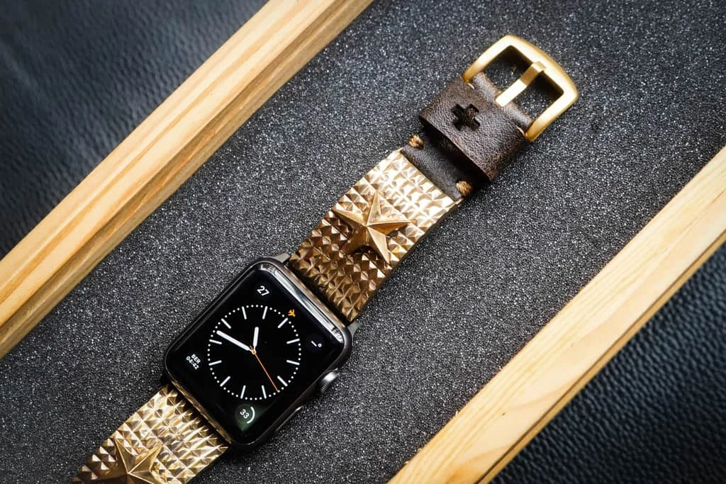 Lucky Star Yellow Bronze Pendants Apple Watch Strap Band (Silver Plated , Yellow Bronze, Pink Bronze ) for Series 123456 , 38/40mm or 42/44mm , Panerai, Seiko , Rolex – image 2