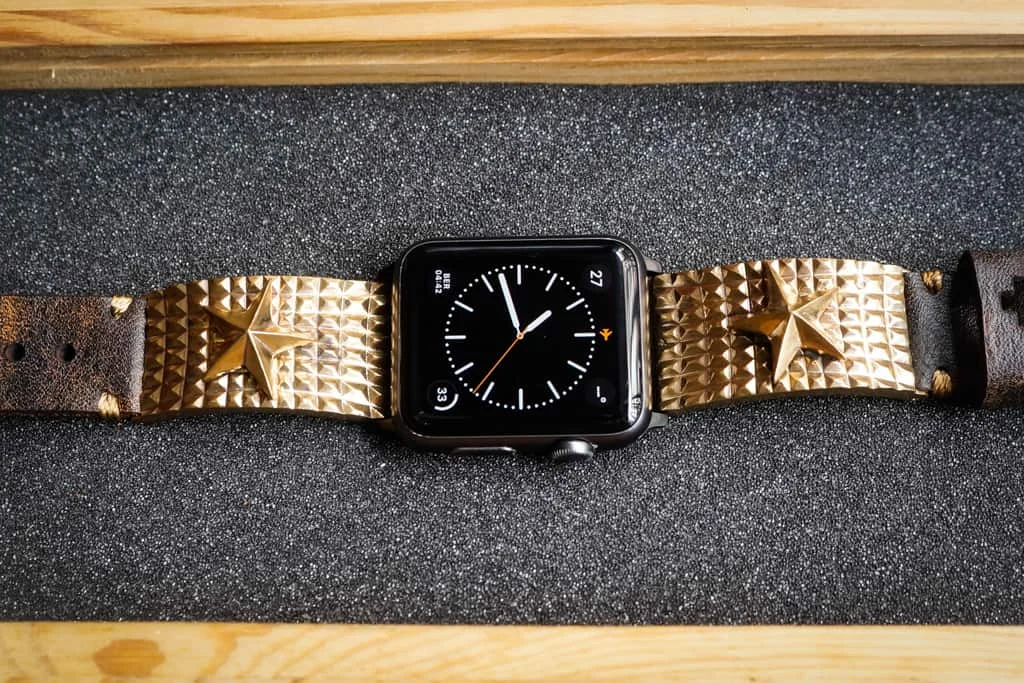 Lucky Star Yellow Bronze Pendants Apple Watch Strap Band (Silver Plated , Yellow Bronze, Pink Bronze ) for Series 123456 , 38/40mm or 42/44mm , Panerai, Seiko , Rolex – image 3