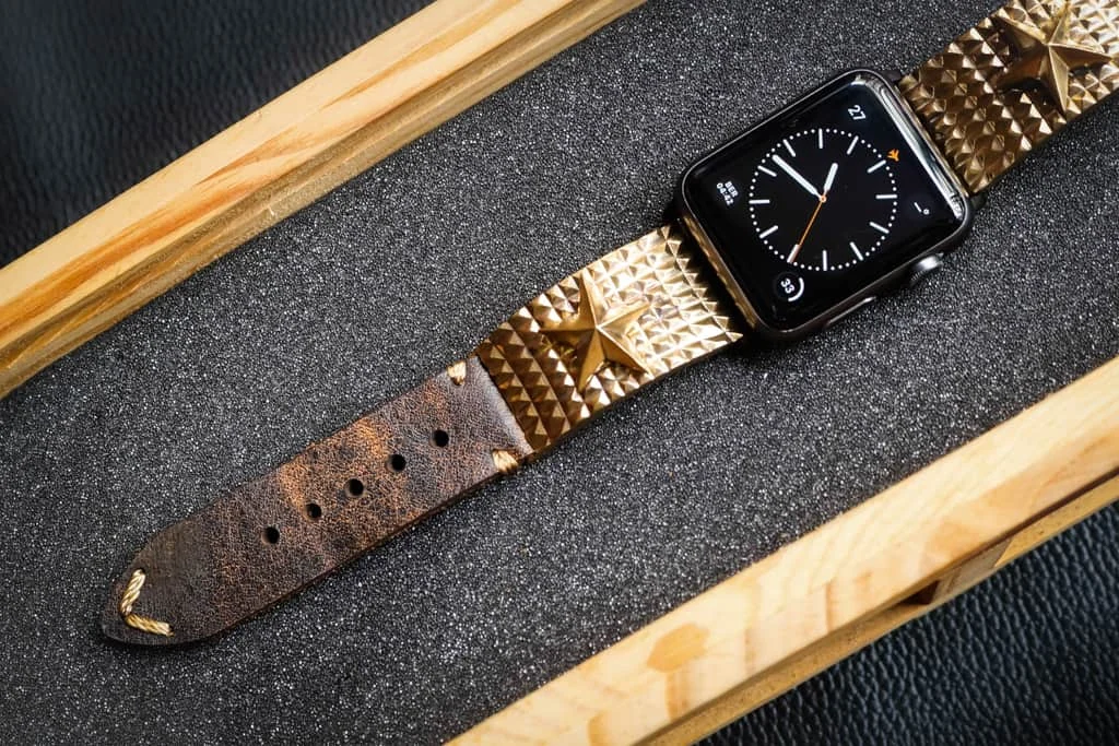 Lucky Star Yellow Bronze Pendants Apple Watch Strap Band (Silver Plated , Yellow Bronze, Pink Bronze ) for Series 123456 , 38/40mm or 42/44mm , Panerai, Seiko , Rolex – image 4