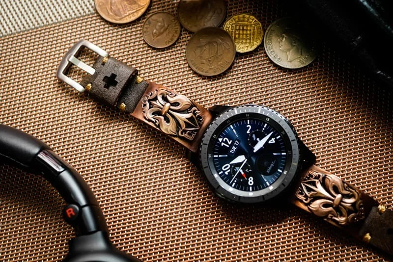 Fleur de Lis Pink Bronze Pendants Cuff Strap for Samsung Galaxy Watch, Watch 3, Active 1,2 Gear S2,S3/ Apple Watch 123, Panerai, Seiko , Rolex – image 3
